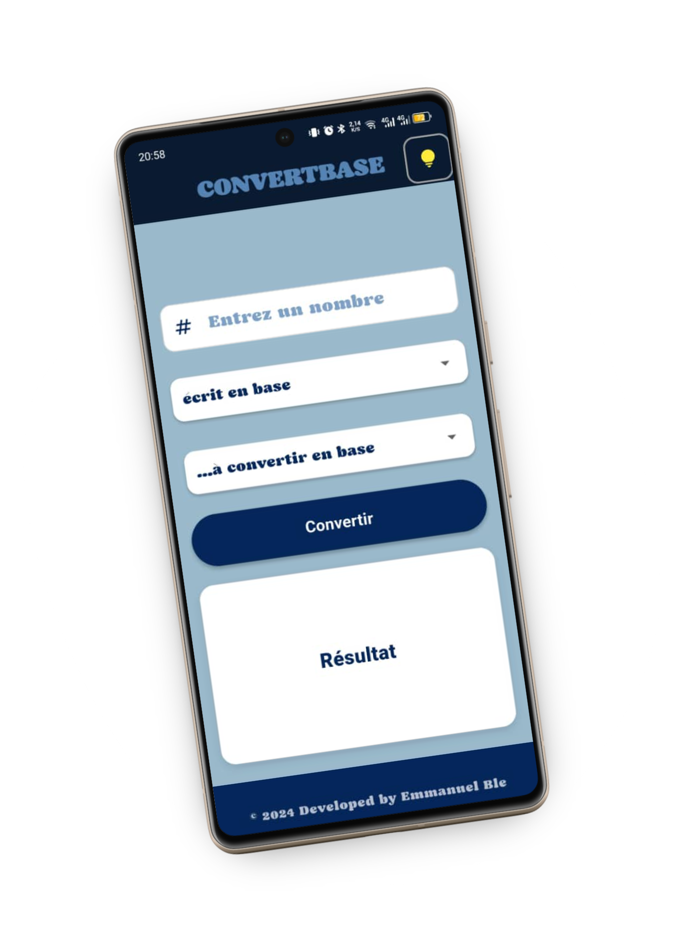 Interface de l'application ConvertCraft sur smartphone